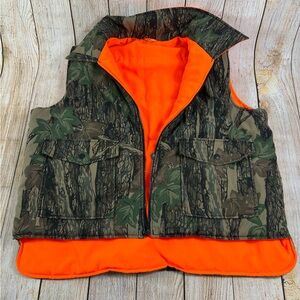 Vintage Winchester Vest Reversable Trebark Orange Camo Size XL *Broken zipper